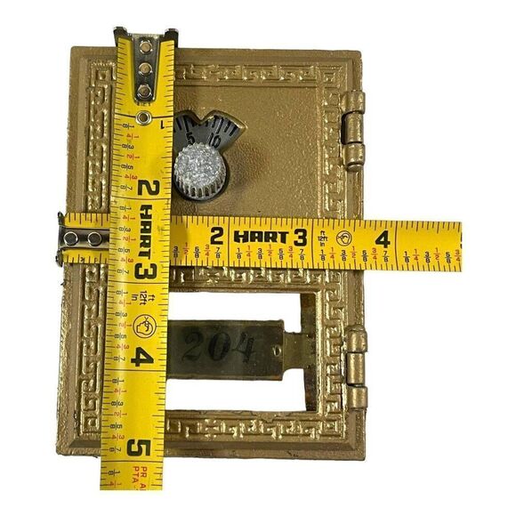 Antique Brass PO Post Office Box Door Hinged Frame #204 Turn Combination Lock - Picture 3 of 4